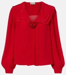 Emelin floral-appliquà silk blouse Emelin floral-appliquà silk blouse