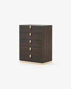 EMILY Tallboy Chest of Drawers Smoked Eucalyptus Veneer Matte EMILY Tallboy Chest of Drawers Smoked Eucalyptus Veneer Matte