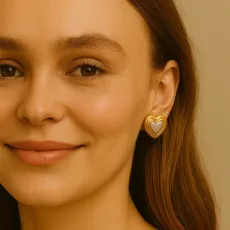 Emmeline Big Heart Earrings - 18k Rose Gold Plated Emmeline Big Heart Earrings - 18k Rose Gold Plated