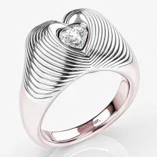 Emmeline Clear Quartz Chunky Heart Ring - 18k Rose Gold Plated 6 Emmeline Clear Quartz Chunky Heart Ring - 18k Rose Gold Plated 6