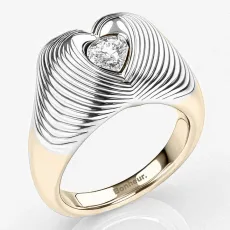 Emmeline Clear Quartz Chunky Heart Ring - Rhodium Plated 7 Emmeline Clear Quartz Chunky Heart Ring - Rhodium Plated 7