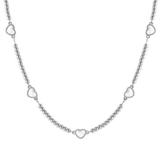 Emosfere Five Mother of Pearl Heart Beaded Stainless Steel Necklace