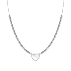 Emosfere Mother of Pearl Heart Beaded Stainless Steel Necklace