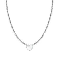 Emosfere Mother of Pearl Heart Rich Beaded Stainless Steel Necklace