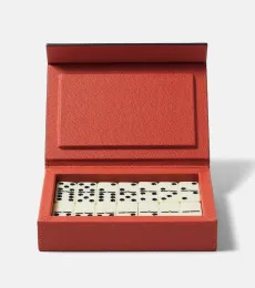 Ensemble de dominos Parma en cuir et noyer Ensemble de dominos Parma en cuir et noyer