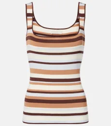 Enya striped knitted cotton-blend top Enya striped knitted cotton-blend top