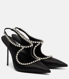 Escarpins slingback Lidia 105 en satin à ornements Escarpins slingback Lidia 105 en satin à ornements