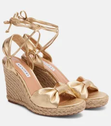 Espadrilles compensées Carina en cuir métallisé Espadrilles compensées Carina en cuir métallisé