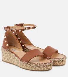 Espadrilles compensées Rockstud 55 en cuir