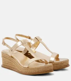 Espadrilles compensées Theia 60 en cuir métallisé Espadrilles compensées Theia 60 en cuir métallisé