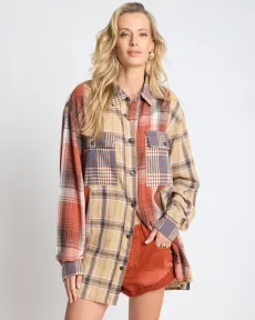Essential Patchwork Flannel Shirt - Natural Check Size SML