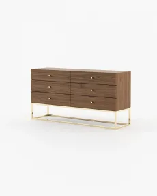 ESTER Set of 6 Chest of Drawers Walnut Veneer Matte ESTER Set of 6 Chest of Drawers Walnut Veneer Matte