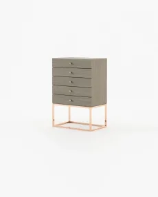 ESTER Tallboy Chest of Drawers Aged Oak Veneer Matte ESTER Tallboy Chest of Drawers Aged Oak Veneer Matte