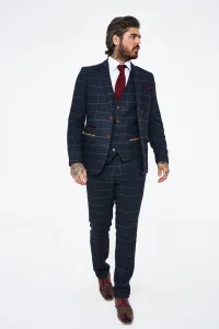 Eton - Navy Blue Tweed Check Three Piece Suit Eton - Navy Blue Tweed Check Three Piece Suit