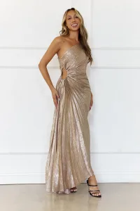 Evening Aura One Shoulder Maxi Dress Champagne Evening Aura One Shoulder Maxi Dress Champagne
