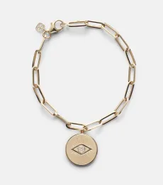 Evil Eye Coin 14kt gold chain bracelet Evil Eye Coin 14kt gold chain bracelet
