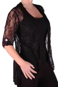 Eyecatch - Emily Ladies Elegant Lace Cardi Womens Plus Size Cardigan Size Black Size 22-24 Eyecatch - Emily Ladies Elegant Lace Cardi Womens Plus Size Cardigan Size Black Size 22-24