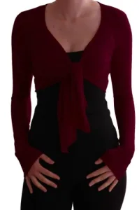 EyeCatch - Genevieve Long Sleeve Cardi Shrug Wrap Tie Front Bolero Wine S/M EyeCatch - Genevieve Long Sleeve Cardi Shrug Wrap Tie Front Bolero Wine S/M