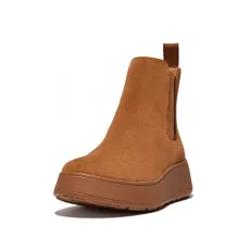 F-Mode Leather Flatform Chelsea Boots in Light Tan Suede 4 Light TAN