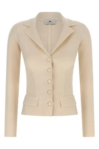 Fabric-Stitch Wool Blazer