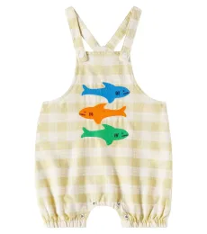 FÃbula Baby appliquà checked cotton playsuit FÃbula Baby appliquà checked cotton playsuit