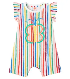 FÃbula Baby ruffled striped cotton playsuit FÃbula Baby ruffled striped cotton playsuit