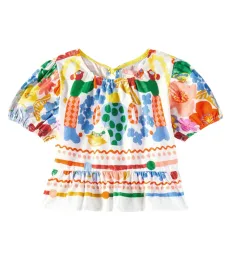 FÃbula Recanto printed ruffled cotton top FÃbula Recanto printed ruffled cotton top