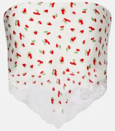 Fae lace-trimmed printed top Fae lace-trimmed printed top