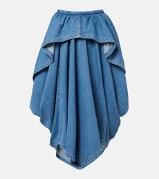 Falda midi asimétrica de denim Falda midi asimétrica de denim
