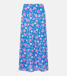 Falda midi Carpi de seda floral Falda midi Carpi de seda floral