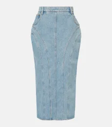 Falda midi en denim