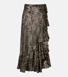 Falda midi en mezcla de seda con paisley Falda midi en mezcla de seda con paisley