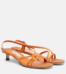 Farris raffia-trimmed leather sandals