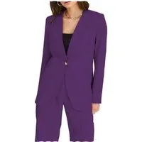 Fashion 2 Pieces V Neck Women Suit (BlazerPants - US 12 Dark Purple Fashion 2 Pieces V Neck Women Suit (BlazerPants - US 12 Dark Purple