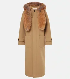 Faux fur-trimmed wool coat Faux fur-trimmed wool coat