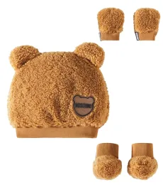 Faux shearling hat, shoes, and gloves set Faux shearling hat, shoes, and gloves set