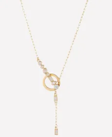 Federica Crystal Lariat Necklace - 18k Gold Plated Federica Crystal Lariat Necklace - 18k Gold Plated