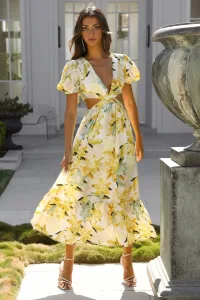 Feelin Florals Midi Dress Yellow Feelin Florals Midi Dress Yellow