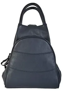 Fine Italian Leather Medium Shoulder Rucksack Backpack 584849 (Navy) Fine Italian Leather Medium Shoulder Rucksack Backpack 584849 (Navy)