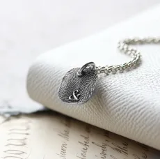 Fingerprint Rounded Square Charm Necklace Fingerprint Rounded Square Charm Necklace