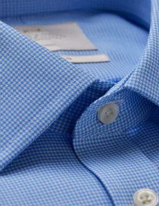 Fitted Slim Blue White Dogtooth Twill Non-Iron Shirt BlueWhite Men's Fitted Slim Blue White Dogtooth Twill Non-Iron Shirt BlueWhite Men's