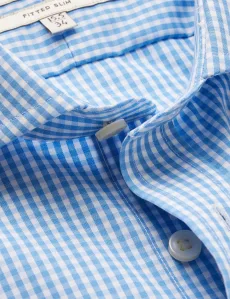Fitted Slim Blue White Gingham Plaid Non-Iron Shirt BlueWhite Men's Fitted Slim Blue White Gingham Plaid Non-Iron Shirt BlueWhite Men's