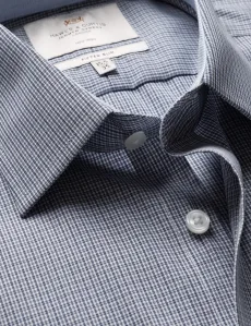 Fitted Slim Navy White Small Check Non-Iron Shirt Contrast Detail NavyWhite Plaid Men's Fitted Slim Navy White Small Check Non-Iron Shirt Contrast Detail NavyWhite Plaid Men's