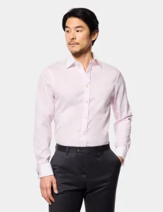 Fitted Slim Pink Herringbone Stripe Non-Iron Shirt Contrast Detail Plain Men's Fitted Slim Pink Herringbone Stripe Non-Iron Shirt Contrast Detail Plain Men's