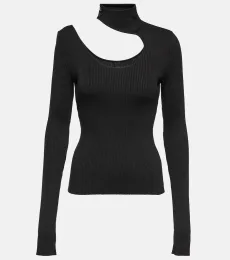 Fiz cutout ribbed-knit silk top Fiz cutout ribbed-knit silk top