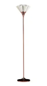 Floor lamp in translucent white porcelain and copper metal