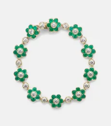 Flora 18kt yellow gold bracelet with emeralds and diamonds Flora 18kt yellow gold bracelet with emeralds and diamonds