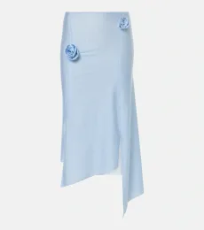Floral-appliquà asymmetric midi skirt Floral-appliquà asymmetric midi skirt