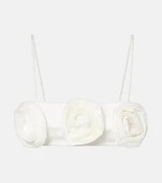 Floral-appliquà cotton-blend bandeau top Floral-appliquà cotton-blend bandeau top