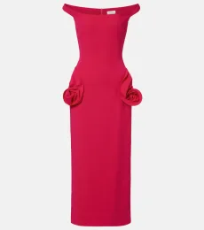 Floral-appliquà off-shoulder cocktail dress Floral-appliquà off-shoulder cocktail dress